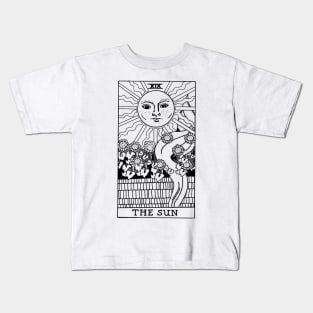 The Sun Tarot Card Black and White Kids T-Shirt